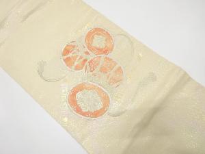 鼓に横笛模様織り出し　名古屋帯